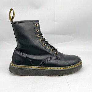Dr Doc Martens Womens 7 Zavala Combats Boots Black Leather Lace Up Grunge Goth